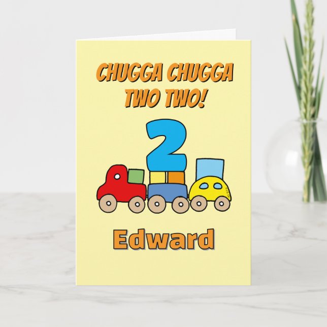 Chugga Chugga Two Two 2nd Birthday Train Card (Front)