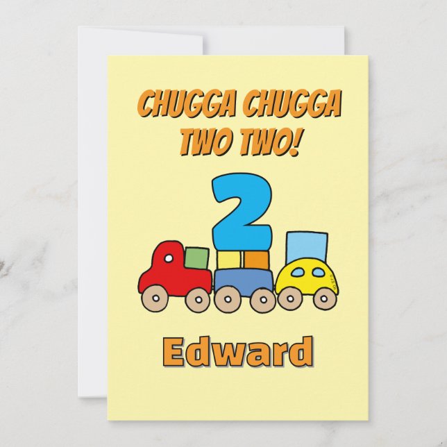 Chugga Chugga Two Two 2nd Birthday Train Invitation (Front)
