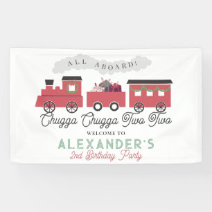 Chugga Chugga Two Two Christmas Train 2nd Birthday Banner