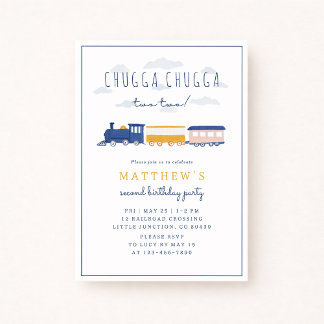 Chugga Chugga Two Two Train Birthday Invitation