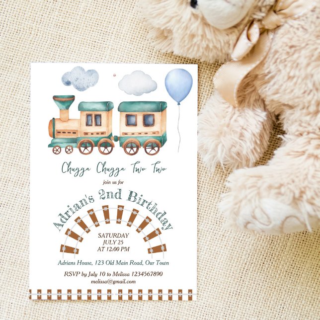 Chugga chugga two two train birthday invitation (Creator Uploaded)