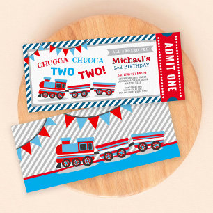 Chugga chugga two two train ticket birthday invitation