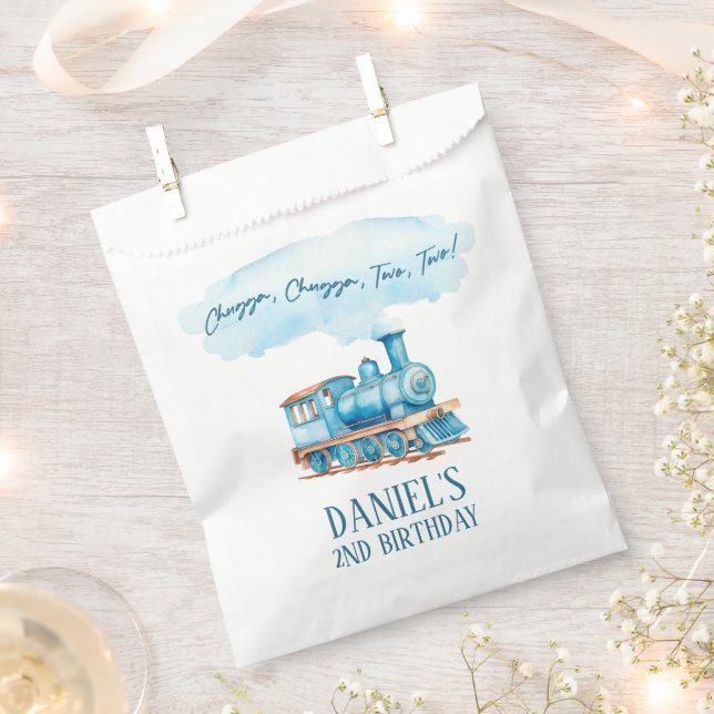 Chugga Two Two Choo Choo Train 2nd Birthday Party Favour Bags (Clipped)