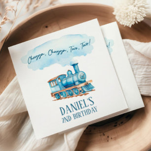 Chugga Two Two Choo Choo Train 2nd Birthday Party Napkin