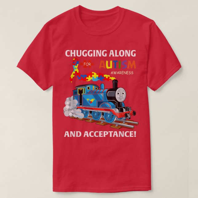 Chugging Along Autism Awareness And Acceptance Aut T-Shirt (Design Front)