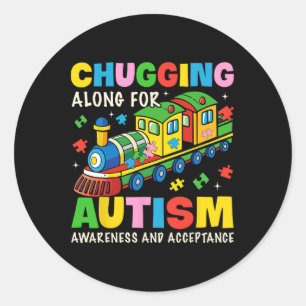 Chugging Along For Autism Awareness Acceptance Tra Classic Round Sticker