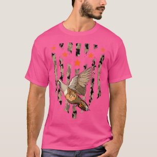 Chukar Bird Hunting Usa American Flag Camouflage T-Shirt