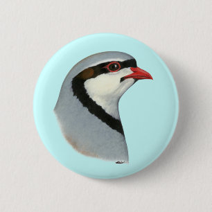 Chukar: Partridge Head 6 Cm Round Badge