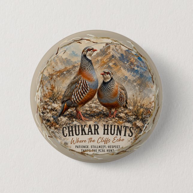 Chukar Partridge Pair Art  6 Cm Round Badge (Front)
