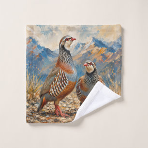 Chukar Partridge Pair Art Bath Towel Set