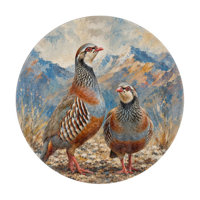 Chukar Partridge Pair Art  Cutting Board (Front)