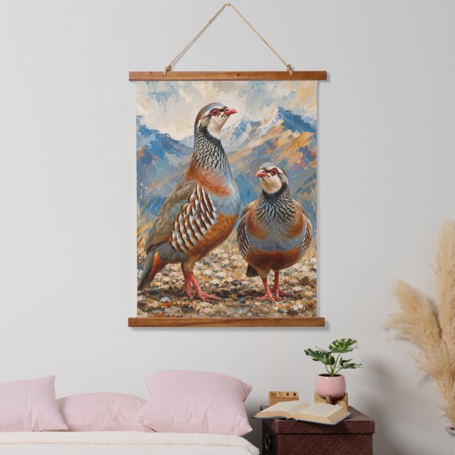 Chukar Partridge Pair Art  Hanging Tapestry (Bedroom)