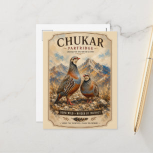 Chukar Partridge Pair Art  Holiday Postcard