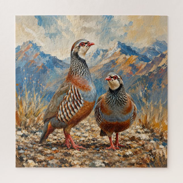 Chukar Partridge Pair Art  Jigsaw Puzzle (Vertical)