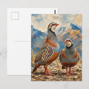 Chukar Partridge Pair Art Postcard