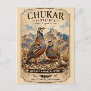 Chukar Partridge Pair Art Postcard
