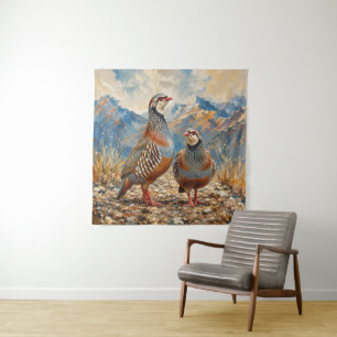 Chukar Partridge Pair Art Tapestry