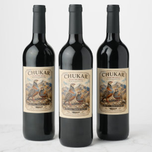 Chukar Partridge Pair Art  Wine Label