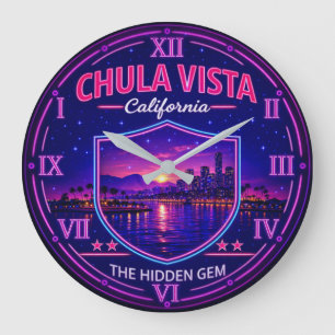 Chula Vista California Bayfront Neon Large Clock