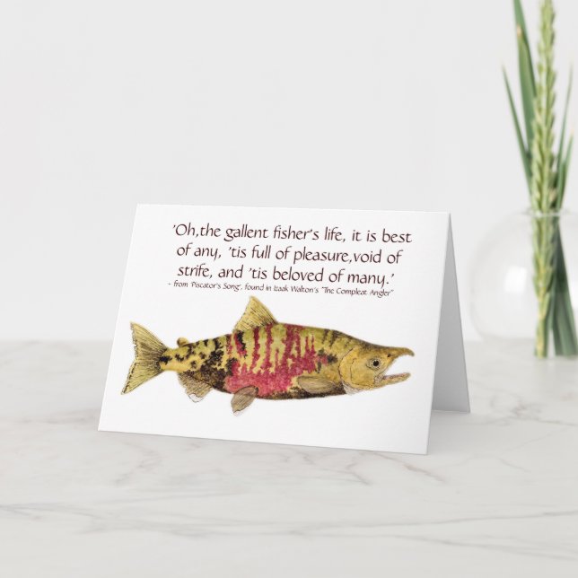 Chum Salmon card with fishing quote (Front)