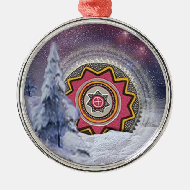 Chumash Symbol Metal Tree Decoration (Front)