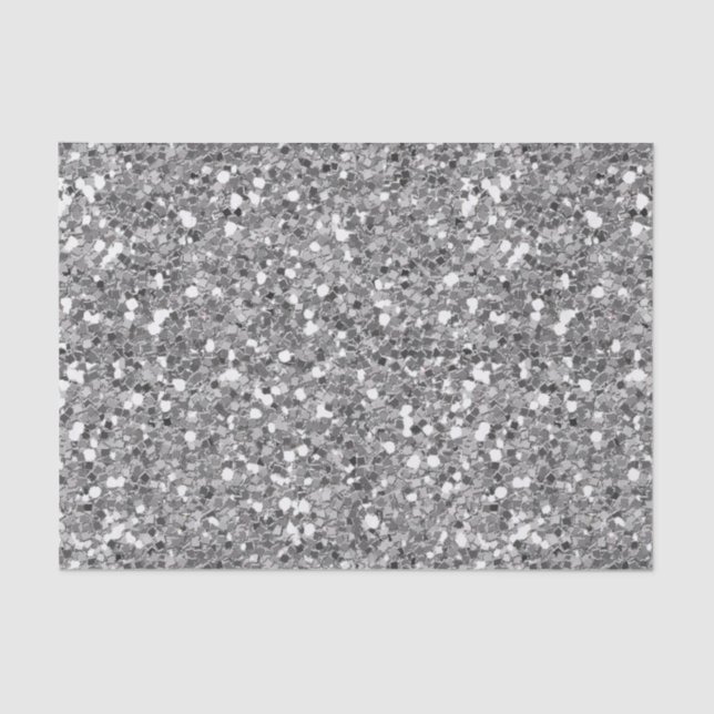 Chunky Confetti Glitter Sparkle Silver Tissue Paper (Front)