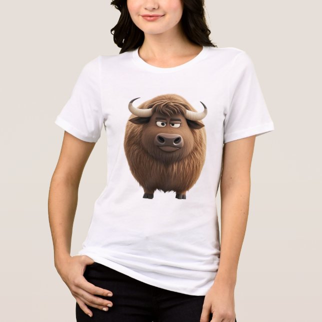 Chunky Cool Round Bull Tee | Cute Zodiac Ox Graphi (Front)