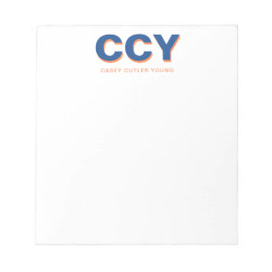 Chunky Initials Navy and Orange Personalised Notepad