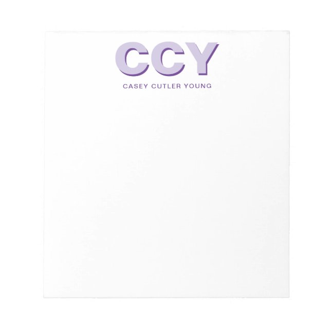 Chunky Initials Purple Personalised Notepad (Front)