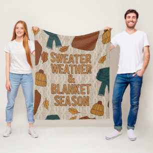 Chunky Knit Sweater Weather & Season Cozy Fleece Blanket