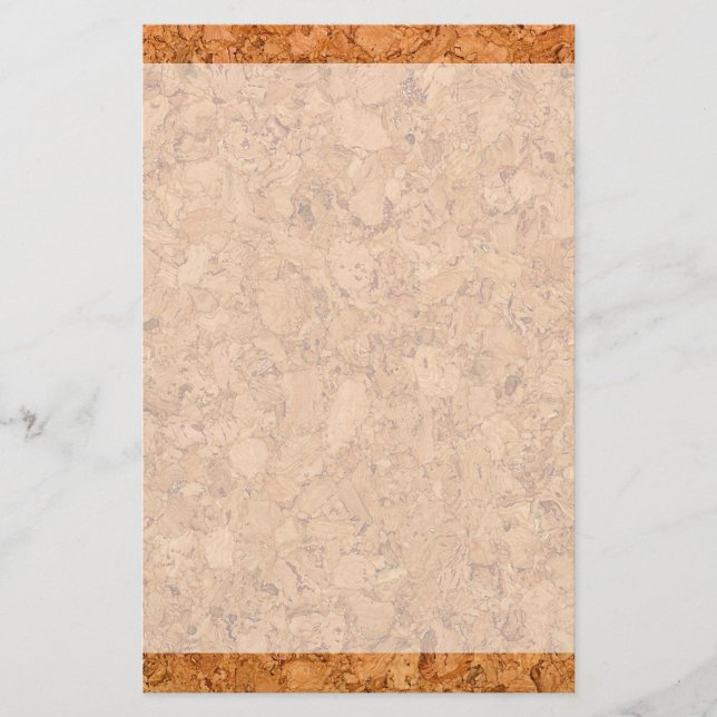 Chunky Natural Cork Wood Grain Look Stationery (Front)