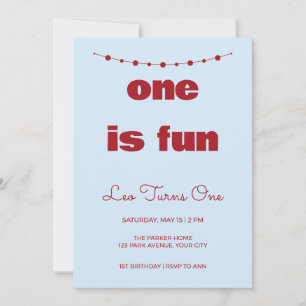 Chunky One Is Fun 1st Birthday Invitation