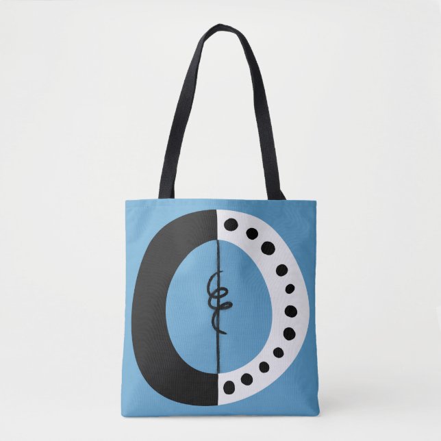 Chunky Ring Black White and Blue Tote Bag (Front)