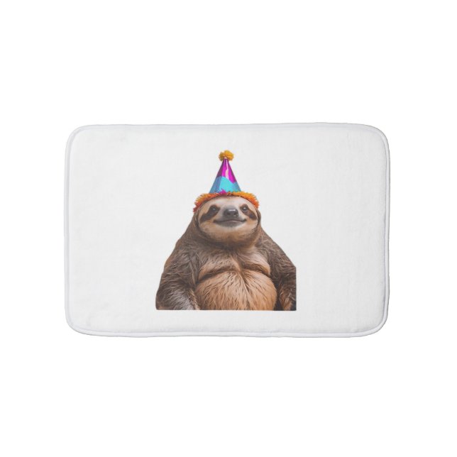 Chunky Sloth birthday party hat gift funny meme pr Bath Mat (Front)