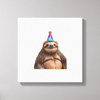 Chunky Sloth birthday party hat gift funny meme pr Canvas Print