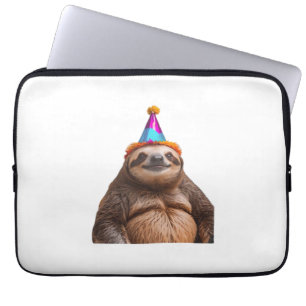 Chunky Sloth birthday party hat gift funny meme pr Laptop Sleeve