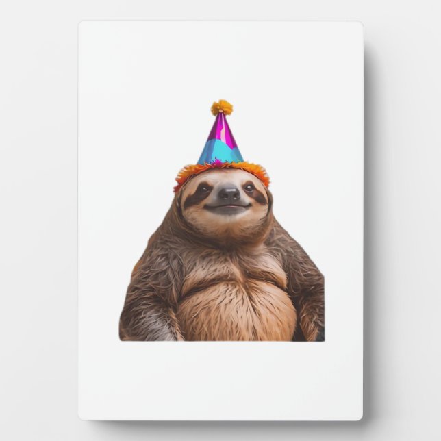Chunky Sloth birthday party hat gift funny meme pr Plaque (Front)