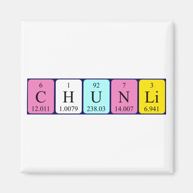 Chunli periodic table name magnet (Front)