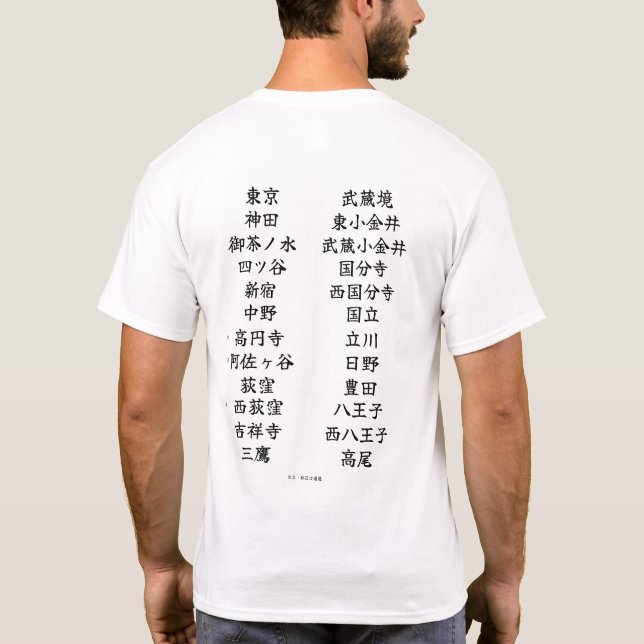 "Chuo Line" Japanese station name T-shirts (Back)