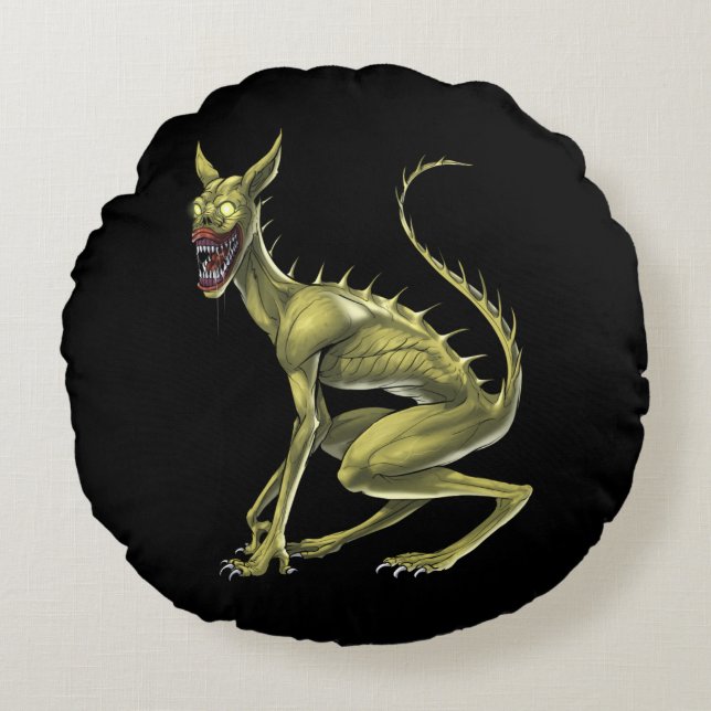 Chupacabra Cryptid Beast Round Cushion (Front)