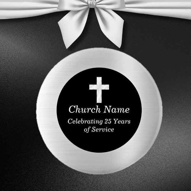 Church 25th Anniversary Black and Silver Keepsake  6 Cm Round Badge (Church 25th Anniversary Black and Silver Keepsake Button)