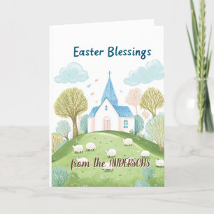 Church and Easter Blessings Holiday Card
