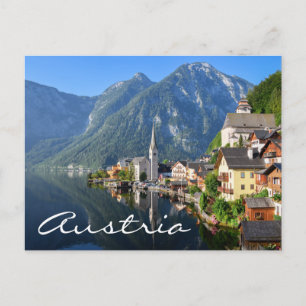 Church and village of Hallstatt, Austria with Alps Postcard