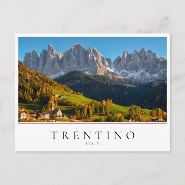 Church and village with mountains landscape postcard (Front)