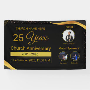Church Anniversary Elegant Black and Gold Banner