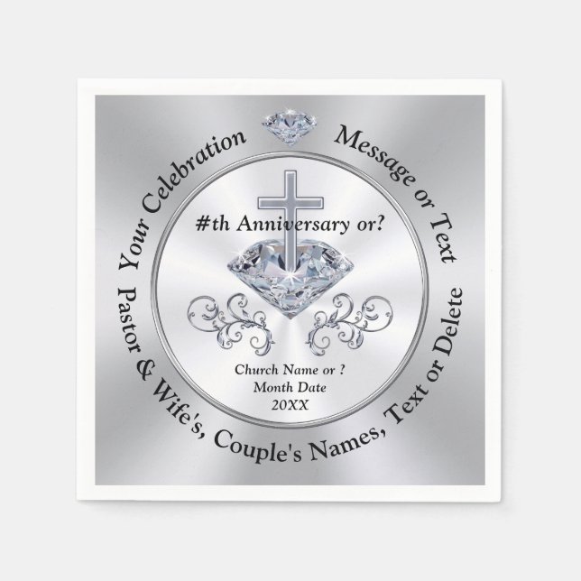 Church Anniversary Napkins, Pastor Appreciation,  Napkin (Front)