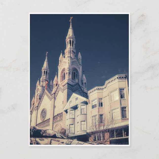 Church Architecture Cityscape and Reflection Postcard (Front)