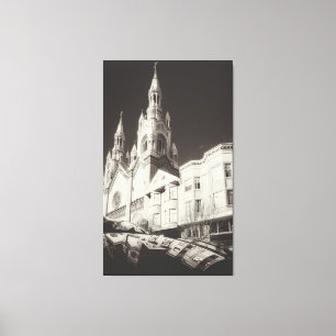 Church Architecture in Black and White Canvas Print