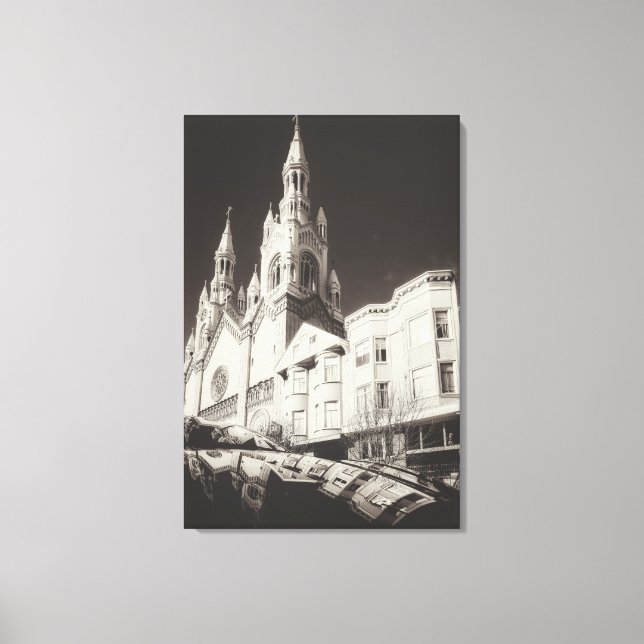 Church Architecture in Black and White Canvas Print (Front)