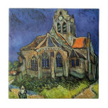 Church at Auvers-sur-Oise by Vincent van Gogh Tile<br><div class="desc">Church at Auvers by Vincent van Gogh is a vintage fine art post impressionism architectural painting. An exterior view of a church with stained glass windows and a figure walking towards the Chapel along a cobblestone path. About the artist: Vincent Willem van Gogh (1853 -1890) was one of the most...</div>